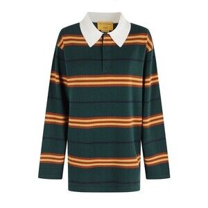 Guest In Residence Striped Rugby Sweater With Classic Collar - NWT